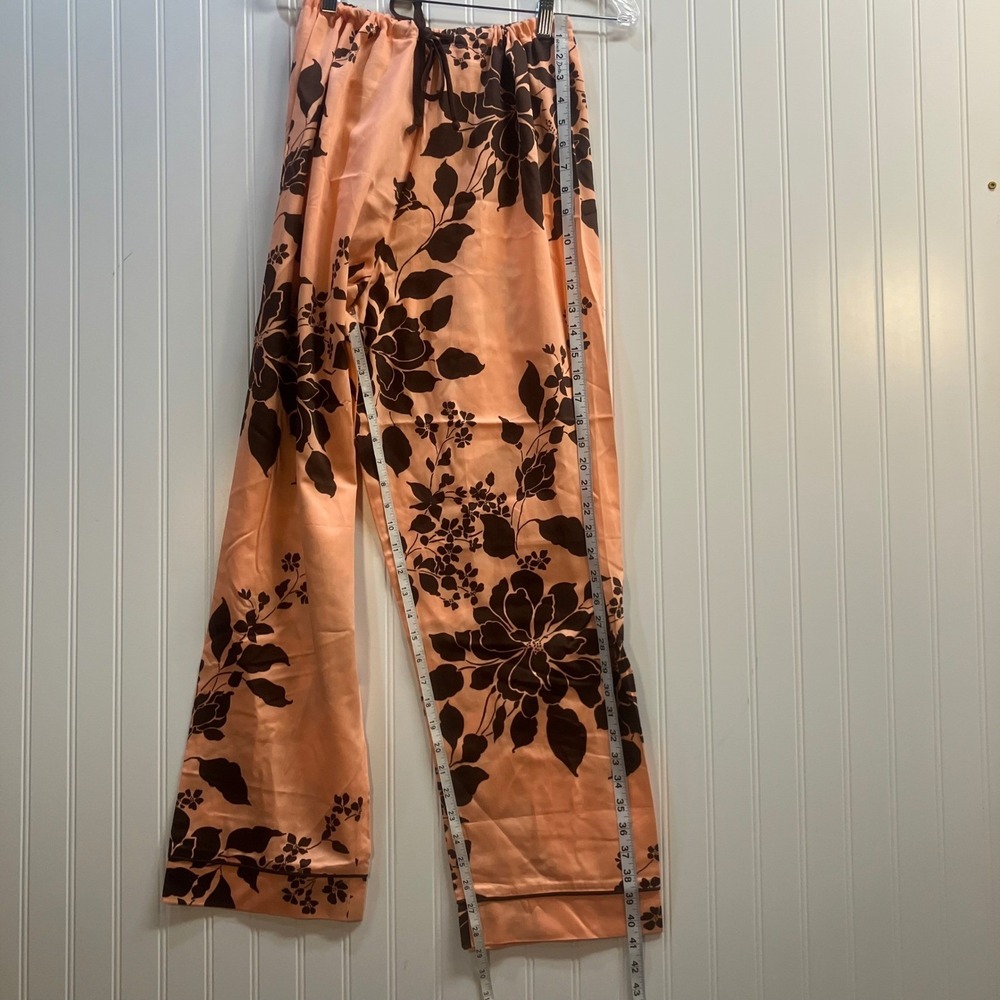 BedHead Pajamas Womens Large Peach Brown Floral Cotton Button Down Pajama Set - Picture 10 of 13
